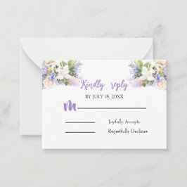 Pequeña Elegante Tarjeta de Respuesta Boda Floral Lilac