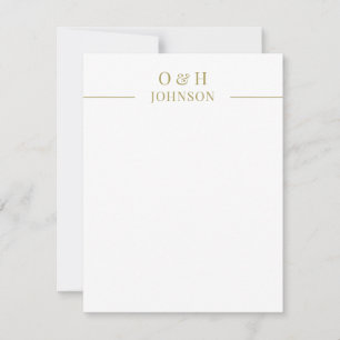 Pequeña Elegante tarjeta monograma dorado Boda blanco