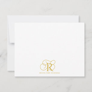 Pequeña Elegante tarjeta plana de Monograma Dorado