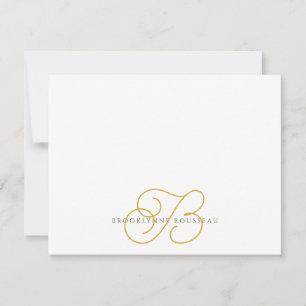 Pequeña Elegante tarjeta plana de Monograma Dorado