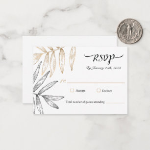 Pequeña Elegante tarjeta RSVP de Boda Tropical de Verdor