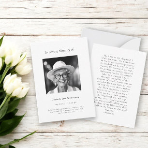 Pequeña en memoria amorosa tarjeta de oración simple moder