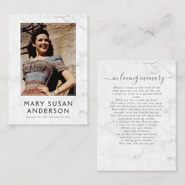 Pequeña En memoria amorosa Tarjeta de poema simple de foto (Anverso / Reverso)