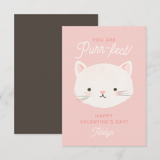 Pequeña Eres Gatito Perfecto Tarjeta de San Valentín de la (Anverso / Reverso)