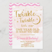 Pequeña estrella de oro rosado Invitación de cumpl