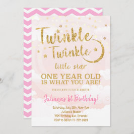 Pequeña estrella de oro rosado Invitación de cumpl
