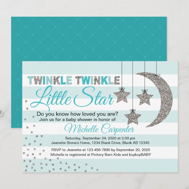 pequeña estrella pequeña invitación a la ducha de  (Anverso / Reverso)