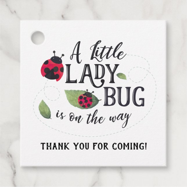 Pequeña etiqueta de favor de Baby Shower Ladybug (Anverso)