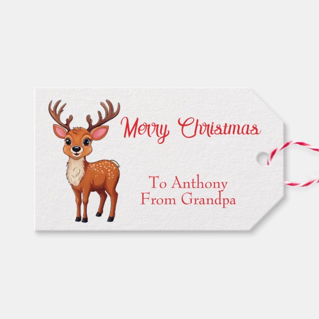 Pequeña etiqueta de regalo para Navidades de renos (Frente (Horizontal))
