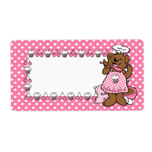 Pequeña etiqueta del panadero del oso