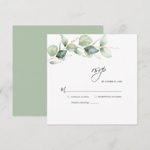 Pequeña Eucalyptus deja la tarjeta RSVP Boda de Verdor