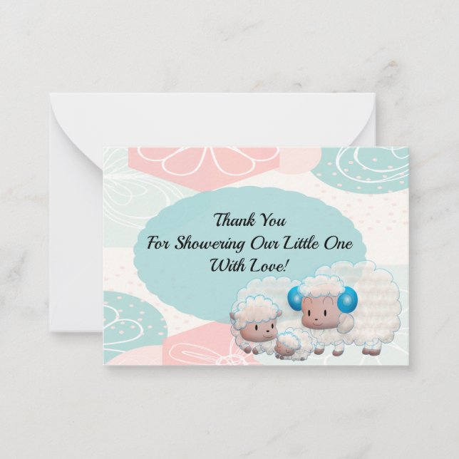 Pequeña Familia De Ovejas En Fondo Resumen Gracias Tarjeta (Anverso)