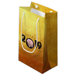 Pequeña Feliz Año PIg 2019 Bolsa original de regalo de oro
