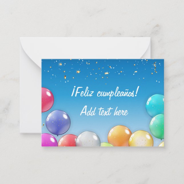 Pequeña ¡Feliz cumpleaños! Tarjeta de cumpleaños española (Anverso)