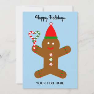 Pequeña Feliz feriado Gingerbread Man #1-2 Tarjeta de vaca