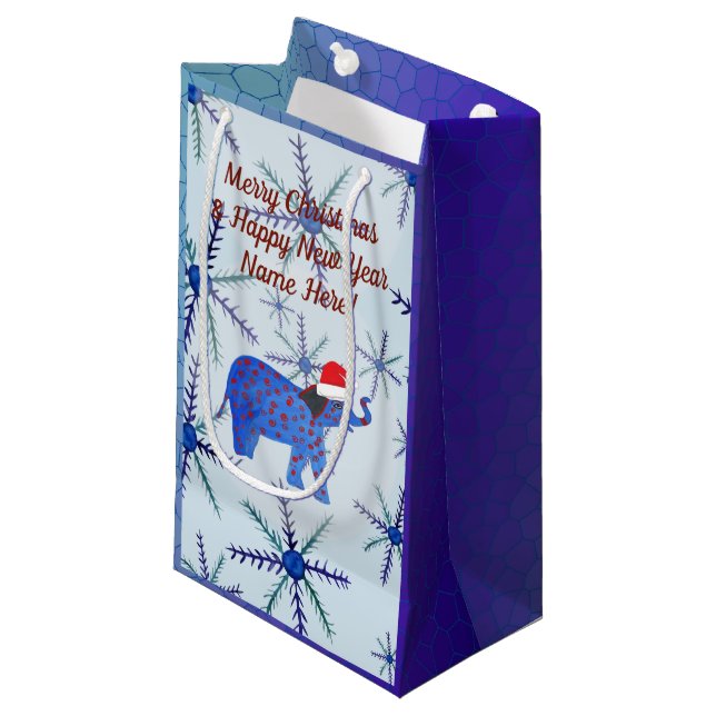 Pequeña Feliz feriado Personalizado Bolsa de regalo (Angulo Anverso)