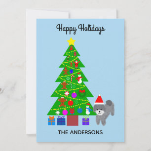 Pequeña Feliz feriado tarjeta de Navidades Gray Poodle #5