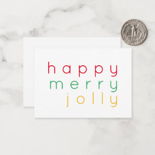 Pequeña FELIZ MERRY JOLLY 3.5x2.5 Tarjeta plana