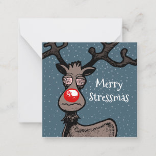 Pequeña Feliz Stressmas con tarjeta de Navidad de Rudolph