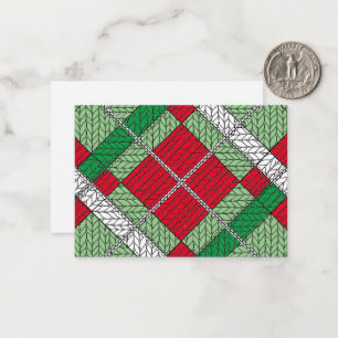 Pequeña FESTIVO ARGYLE TEJIDO 3.5x2.5 Tarjeta plana / Hori