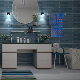 Pequeña flor de patrón azul oscuro