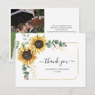 Pequeña Floral Girasol Eucalyptus Boda Gracias Tarjeta