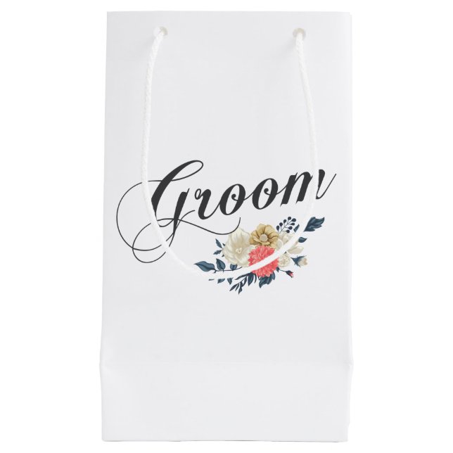 Pequeña Floral Groom simple y elegante | Bolsa de regalo (Anverso)