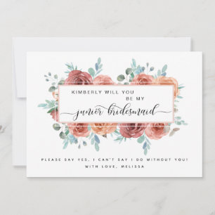 Pequeña Floral rosa de Rubor sé mi tarjeta de novia