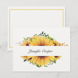 Pequeña Flores De Sol Desde Su Escritorio Una Tarjeta De N