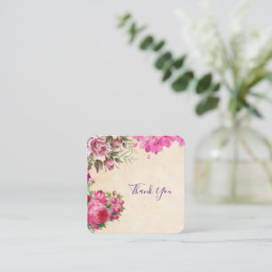 Pequeña Flores rosa vintage Tarjeta de agradecimiento