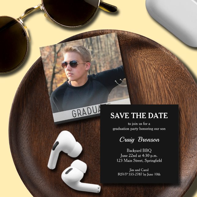 Pequeña foto de graduación Guardar las tarjetas de (SMALL 2.5" x 2.5" graduation invitations - hand out to friends and family,  put in announcements)