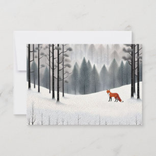 Pequeña Fox moderna en la tarjeta de vacaciones de Navidad