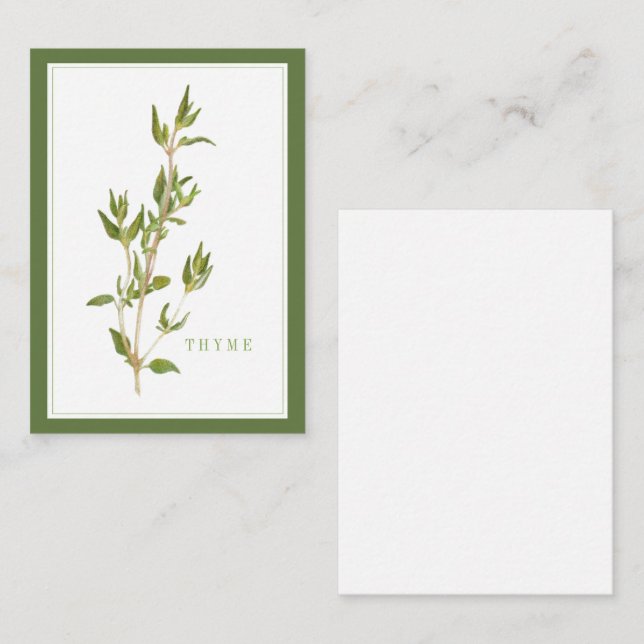Pequeña FRESCA THYME 3.5x2.5 Tarjeta plana / verde (Anverso / Reverso)