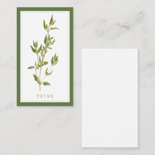 Pequeña FRESH THYME 3.5x2 Tarjeta plana en blanco / verde