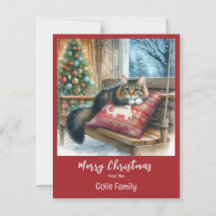 Gato de Navidad Tarjeta de vacaciones personalizad