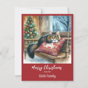 Pequeña Gato de Navidad Tarjeta de vacaciones personalizad