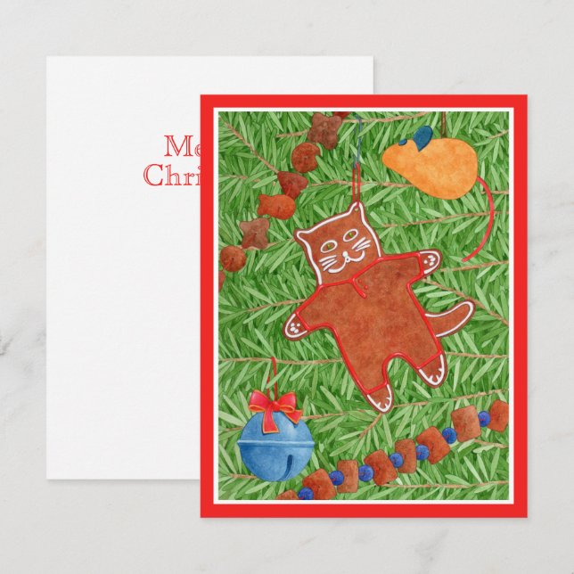 Pequeña GINGERBREAD KITTY Meowy Navidades 4.25x5.5 Tarjeta (Anverso / Reverso)