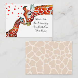 Pequeña Giraffe Mom Y Su Hijo Tarjeta De agradecimiento