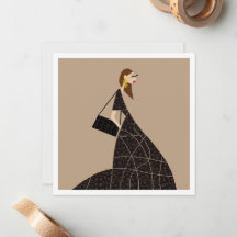 Glam en tarjeta de arte de moda negra Miss Tina
