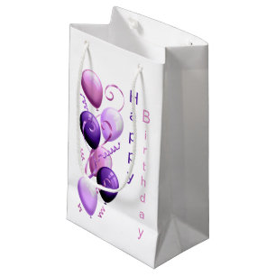 Pequeña Globos morados, bolsa de regalo de cumpleaños fel