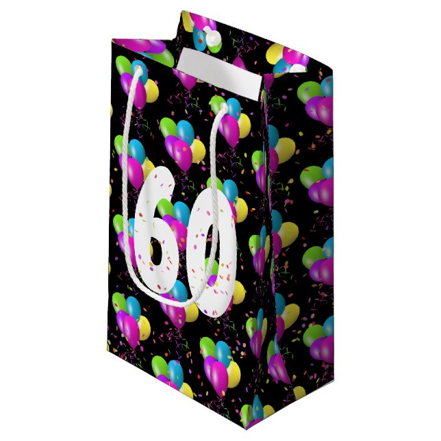 Pequeña Globos para el 60 cumpleaños y bolsa de regalo peq (Angulo Anverso)