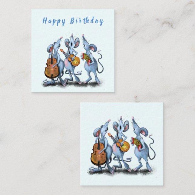 Pequeña Graciosa tarjeta de cumpleaños con banda musical d (Anverso / Reverso)