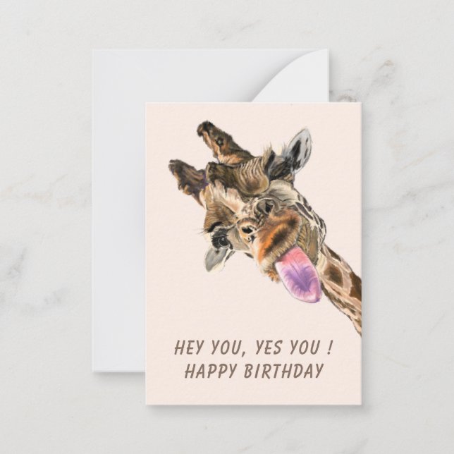 Pequeña Graciosa Tarjeta de Cumpleaños Girafa Jugadora - T (Anverso)