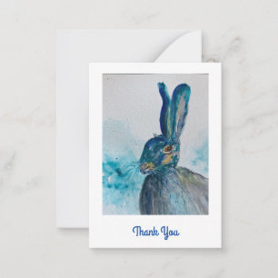 Pequeña Hare Rabbit Watercolor Gracias tarjeta