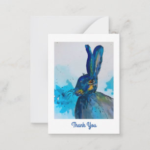 Pequeña Hare Rabbit Watercolor Gracias tarjeta