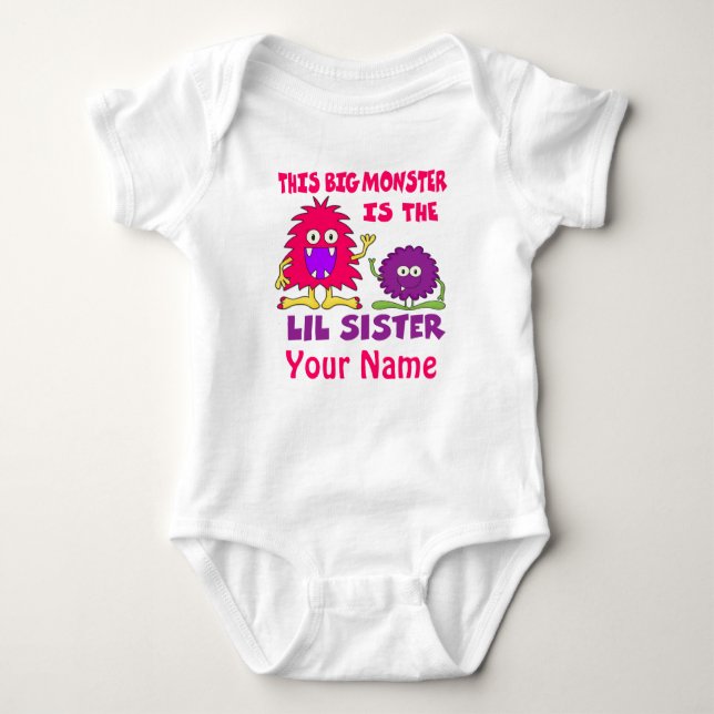Pequeña hermana Monstruo Camisa Personalizada (Anverso)