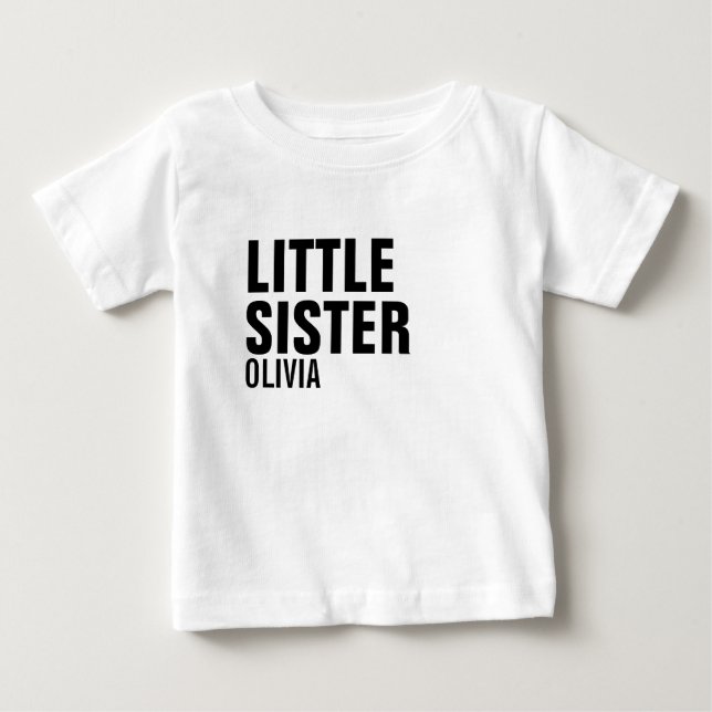 Pequeña hermana Personalizado bebé camiseta (Anverso)