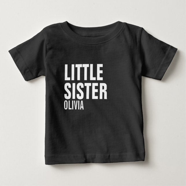 Pequeña hermana Personalizado bebé camiseta (Anverso)