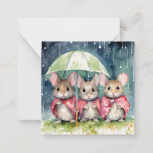 Pequeña Hermosa tarjeta acuarela para ratón