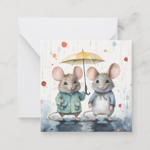 Pequeña Hermosa tarjeta acuarela para ratón